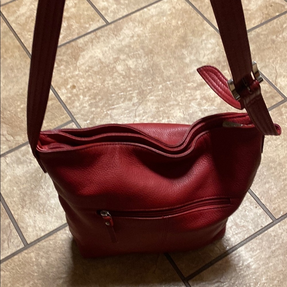 Sophisticated Red Leather Shoulder Bag with Casual Style Practical Crossbody